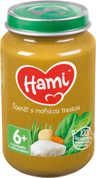 Hami masozeleninový příkrm Špenát s mořskou treskou, 6+ 200 g