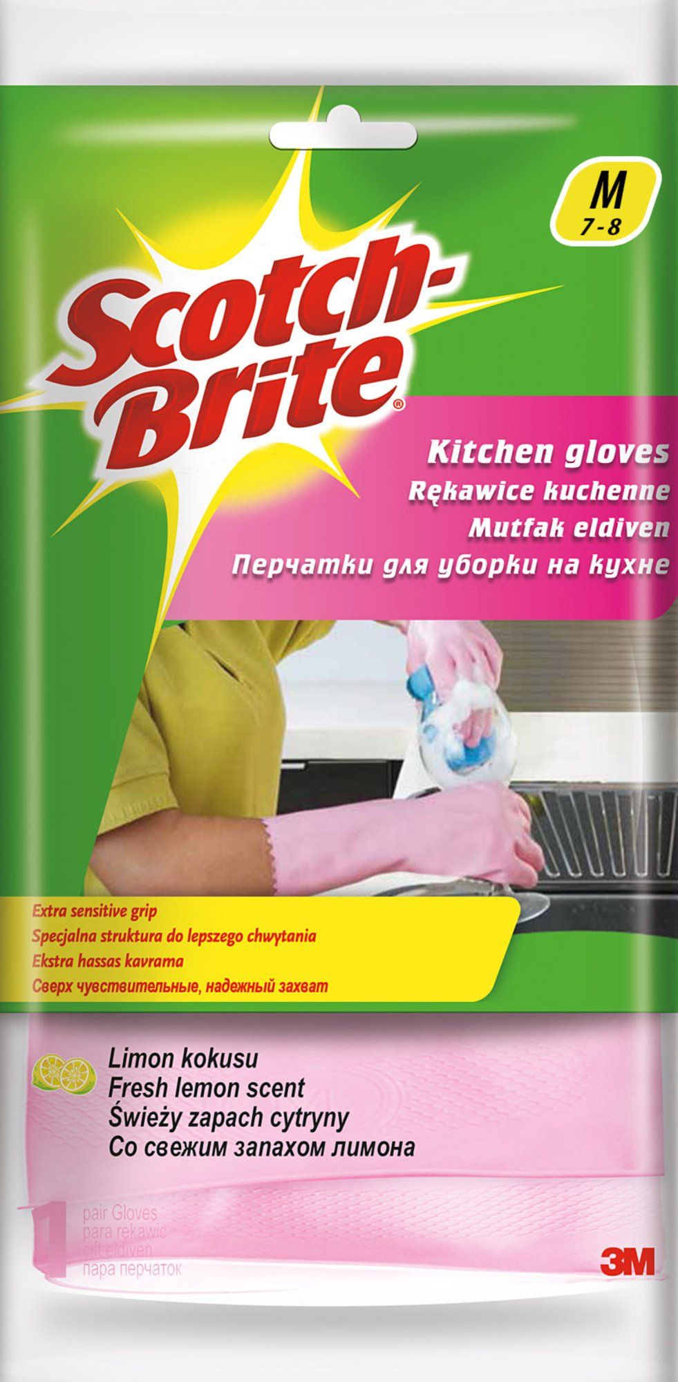 3M Scotch-Brite® Ultra Sensitive kuchyňské rukavice, citronová vůně 1 ks