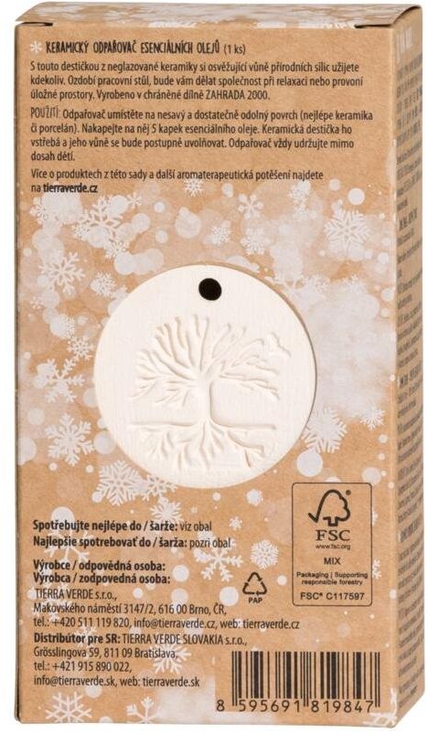 Tierra Verde Vůně Vánoc – sada osvěžovače a esenciálního oleje s odpařovačem