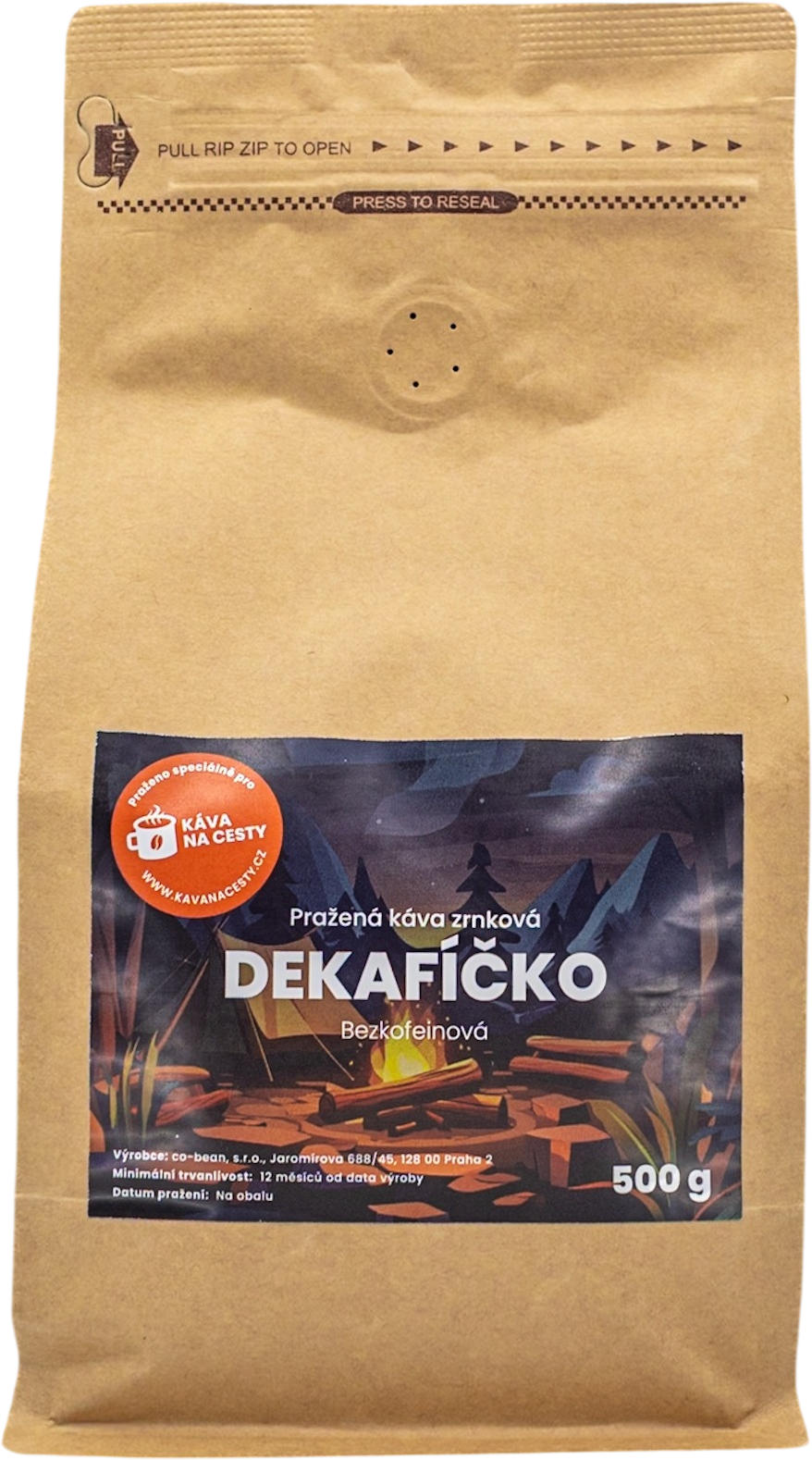 Zrnková káva Káva na cesty Dekafíčko 500 g