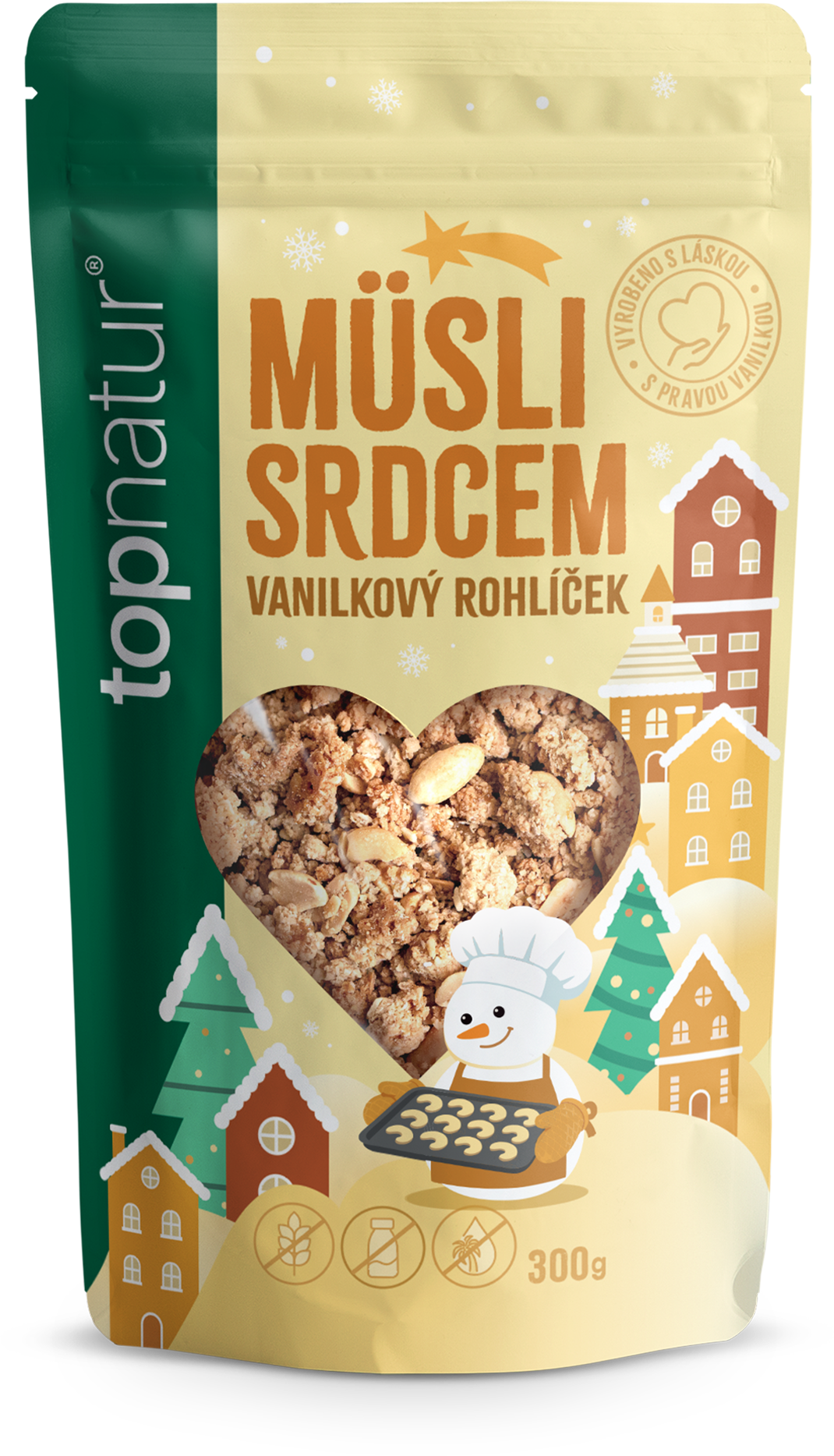 Topnatur Vánoční Müsli srdcem Vanilkový rohlíček 300 g