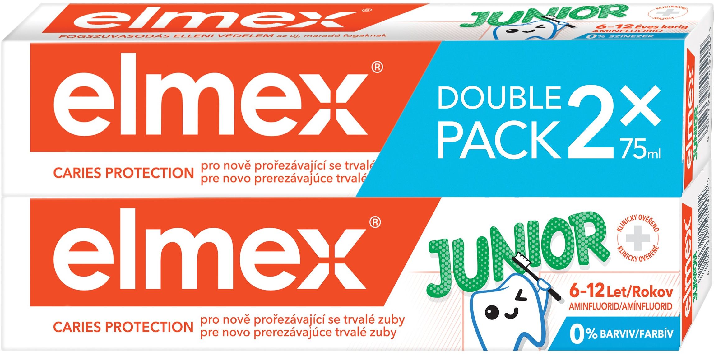 Elmex Junior Zubní pasta pro děti ve věku 6-12 let 2 x 75 ml