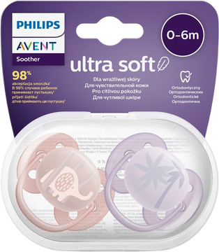 Philips Avent Šidítko Ultrasoft Premium Zvířátko 0-6m dívka 2 ks