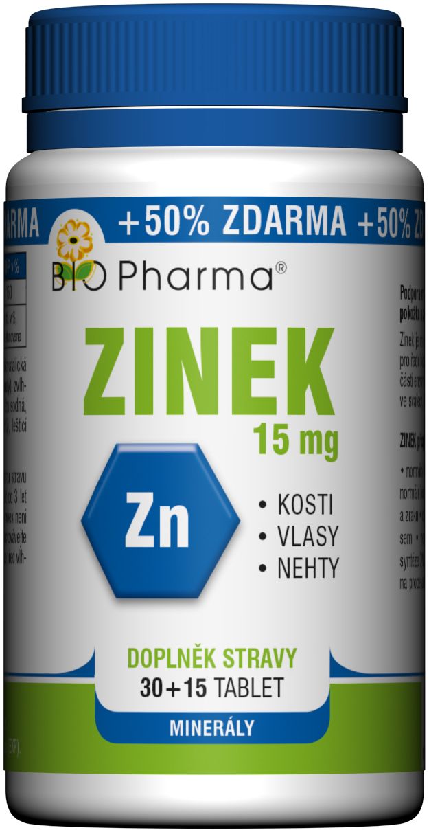 Bio Pharma Zinek 15 mg 45 tablet