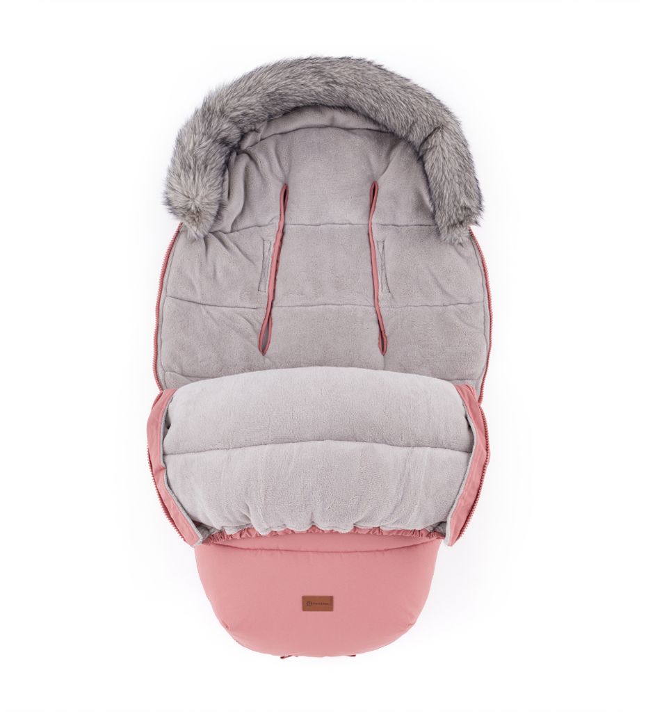 Petite&Mars Set zimní fusak Comfy 4v1 + rukavice na kočárek Furry Old Rose