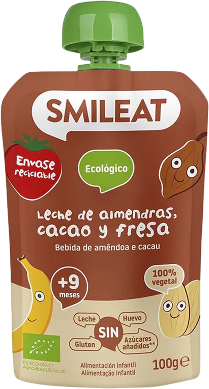 Smileat BIO kapsička mandlové mléko, jablko, banán, jahoda, rýže a kakao 9M+ 100 g