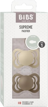 BIBS Supreme dudlíky kaučuk 0-6 měsíců, Vanilla/dark oak 2 ks