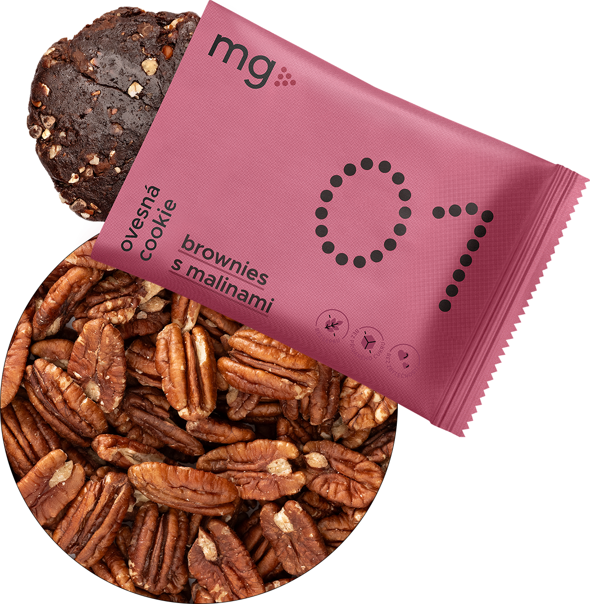 MG Nutrition Bezlepková cookie 01 Brownies s malinami 70 g