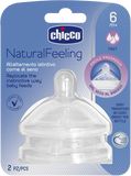 Chicco Dudlík na láhev Natural Feeling silikon rychlý průtok 6m+ 2 ks