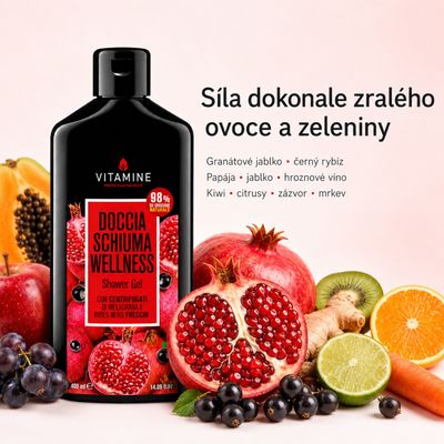 Erboristica Vitamine Wellness sprchový gel granátové jablko a černý rybíz 400 ml