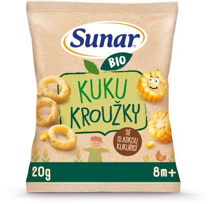 Sunar BIO Dětské křupky Kuku kroužky 9m+, 20 g