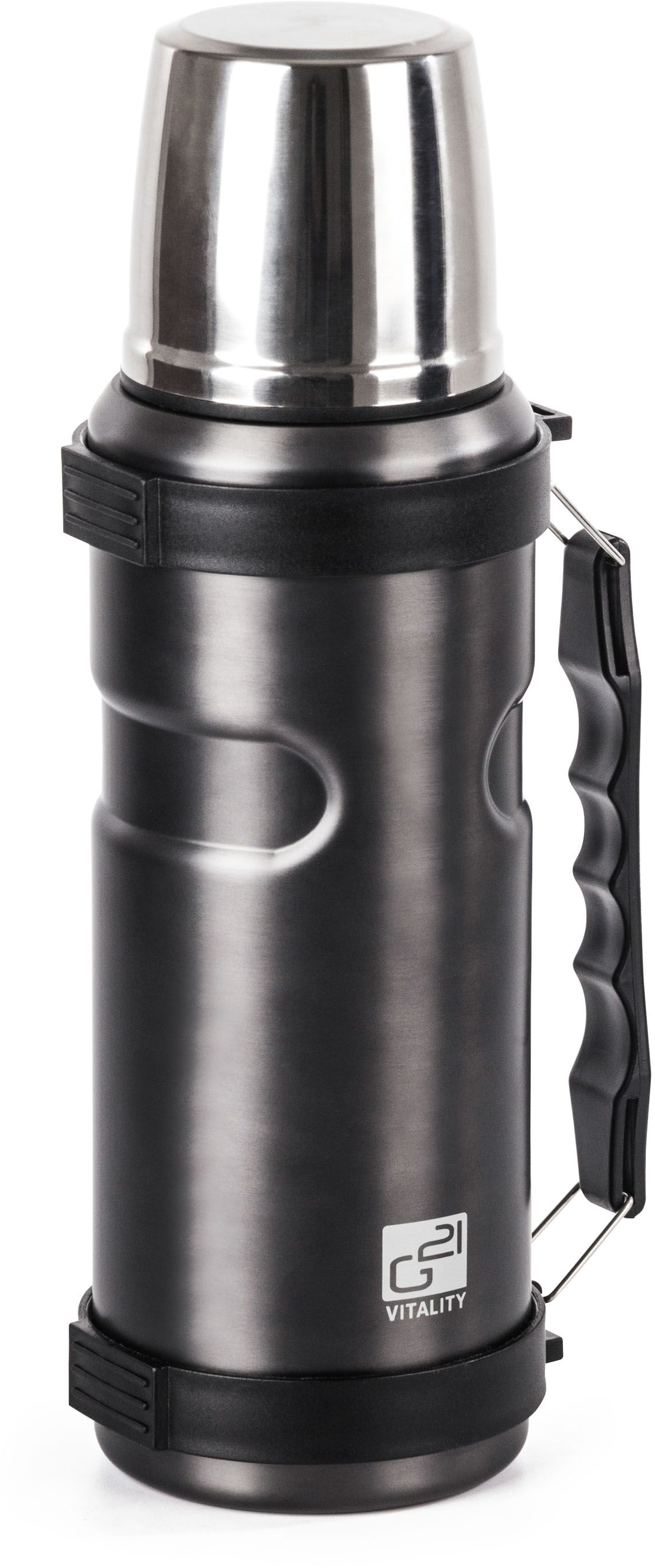 G21 Termoska na pití, ocelově šedá s rukojetí 1000 ml