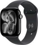Apple Watch 11 GPS + Cellular 46mm Klavírně černý hliník s černým sportovním řemínkem - M/L