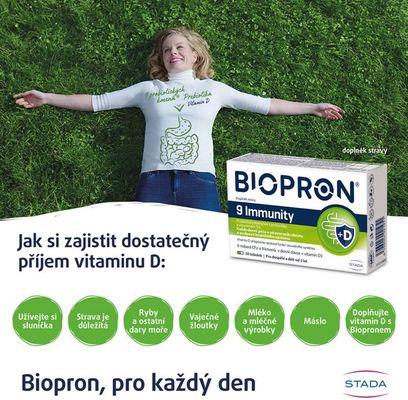 Biopron Imunita, probiotika a prebiotika + vitamin D pro každodenní podporu imunity 30 tablet
