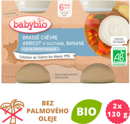Babybio Brassé z kozího mléka meruňka banán 2 x 130 g