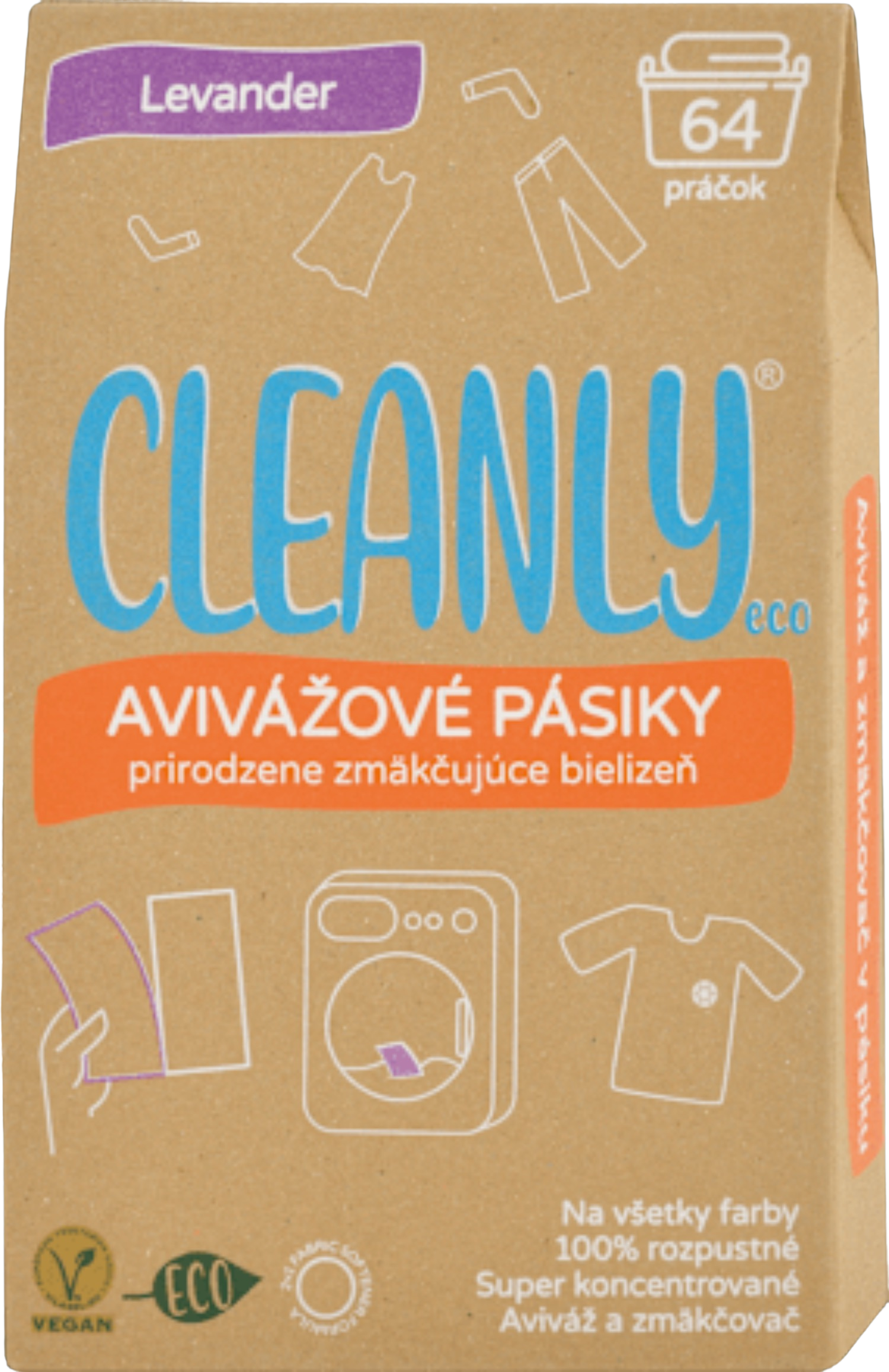 CLEANLY eco Avivážové proužky – Levandule 64 ks