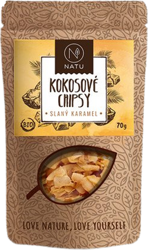 Natu Kokosové chipsy slaný karamel BIO 70 g