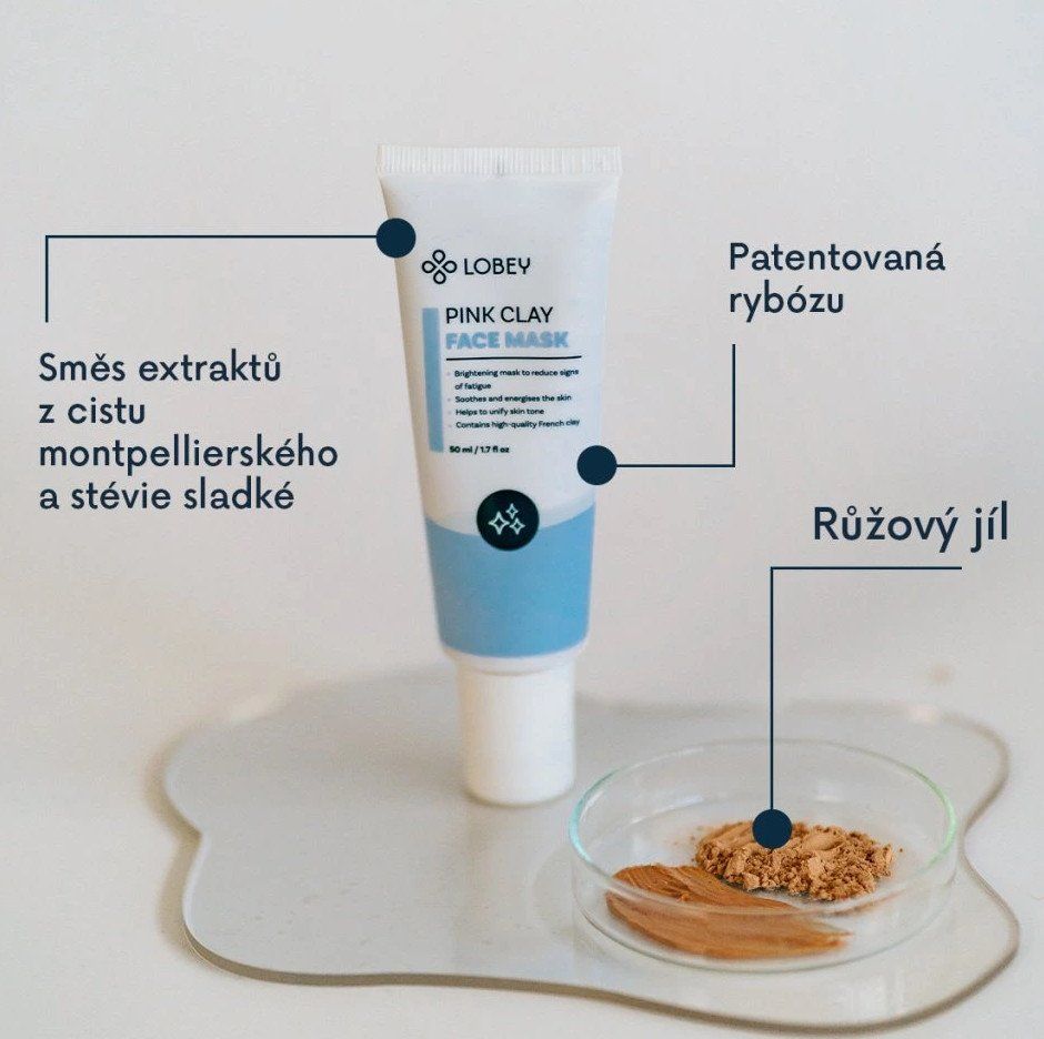 Lobey Pleťová maska s růžovým jílem 50 ml