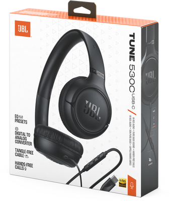 JBL Tune 530C Black, kabelová sluchátka na uši
