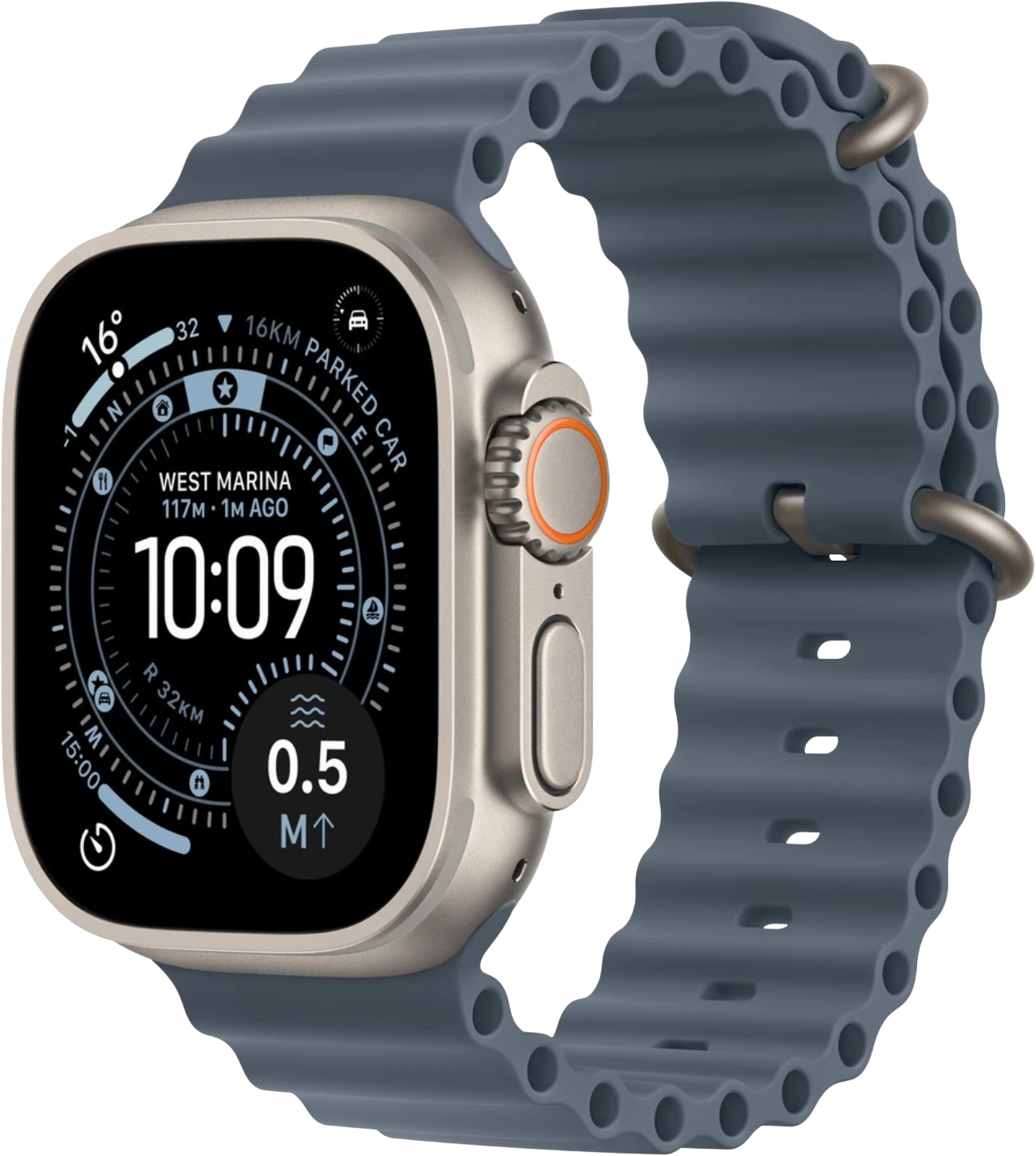 Apple Watch Ultra 3 GPS + Cellular 49mm přírodní titan - ocelově modrý oceánský řemínek