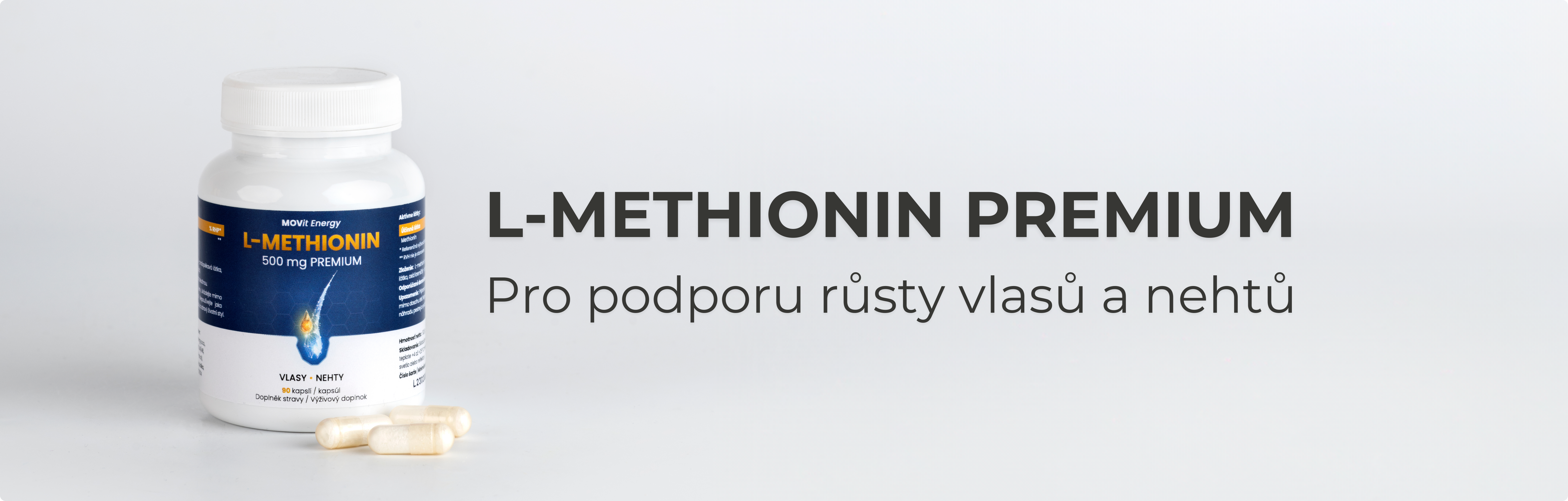 MOVit L-Methionin 500 mg PREMIUM, 90 vegetariánských kapslí