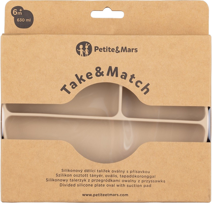 Petite&Mars Talířek silikonový dělící oválný Take&Match Desert Sand 6m+