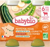 Babybio hrášek, pastinák, cuketa, telecí maso 2 x 200 g