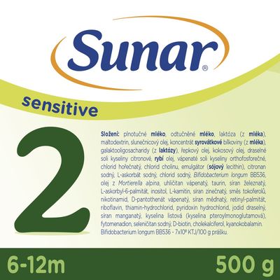 Sunar Sensitive 2 pokračovací kojenecké mléko, 500 g