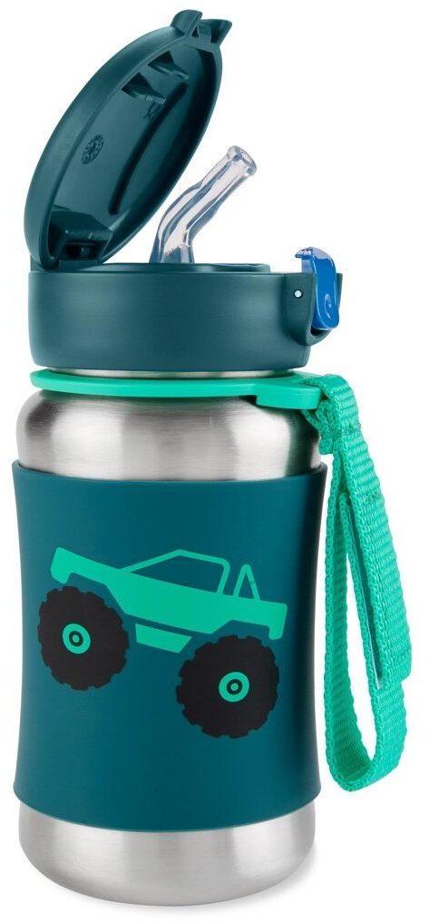 Skip Hop Spark Style Láhev s brčkem na vodu nerez Monster Truck 12m+ 350 ml