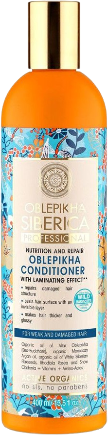 Natura Siberica Rakytníkový balzám pro oslabené a poškozené vlasy s vyhlazujícím účinkem 400 ml