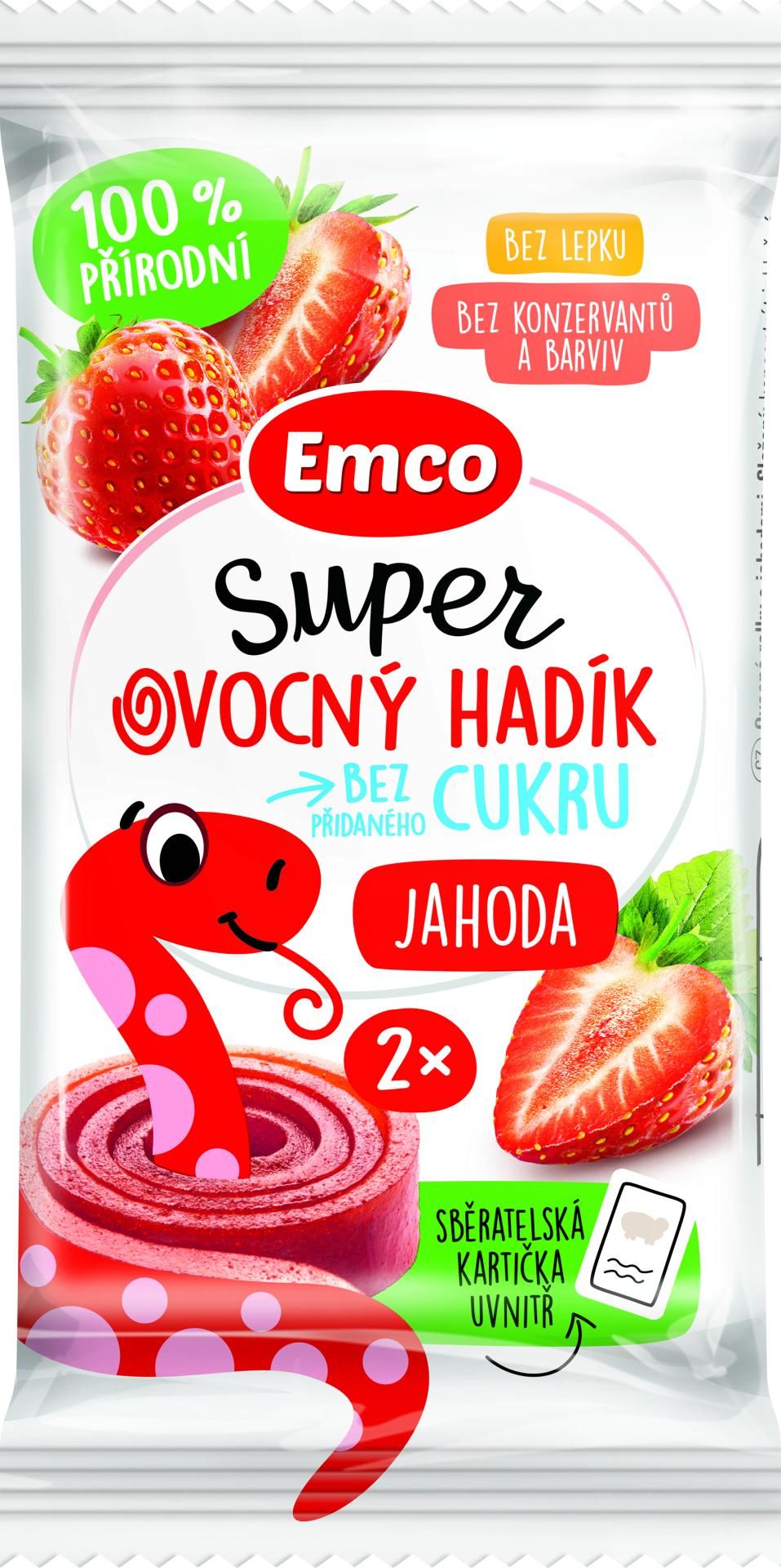 Emco Super ovocný hadík jahoda 20 g