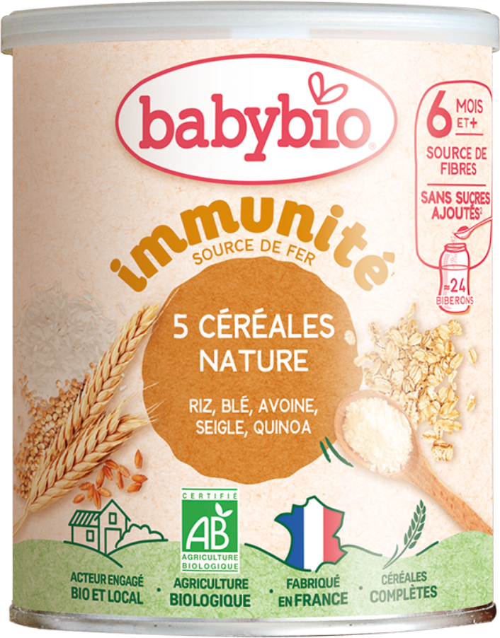 Babybio nemléčná 5zrnná obilná kaše immunité 220 g