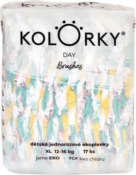 Kolorky DAY - štětce - XL (12-16 kg) jednorázové eko plenky 17 ks