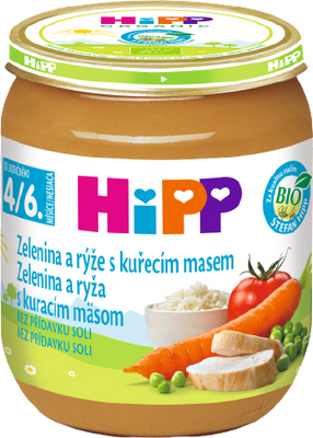 HiPP BIO Zelenina a rýže s kuřecím masem 125 g