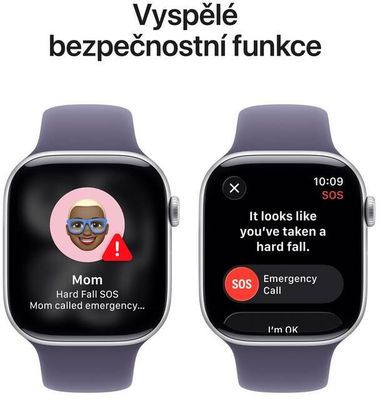 Apple Watch 11 GPS + Cellular 46mm Stříbrný hliník s mlžně fialovým sportovním řemínkem - S/M