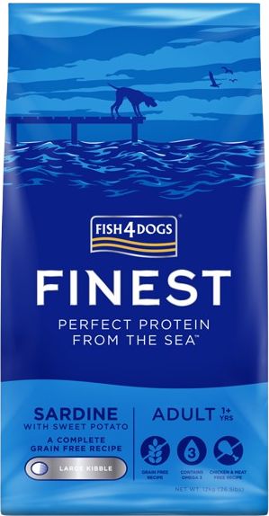 Fish4Dogs Granule velké pro dospělé psy Finest sardinka se sladkými bramborami 12 kg