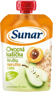 Sunar kašička ovocná kapsička hruška, meruňka, ovesné vločky 6m+ 120 g