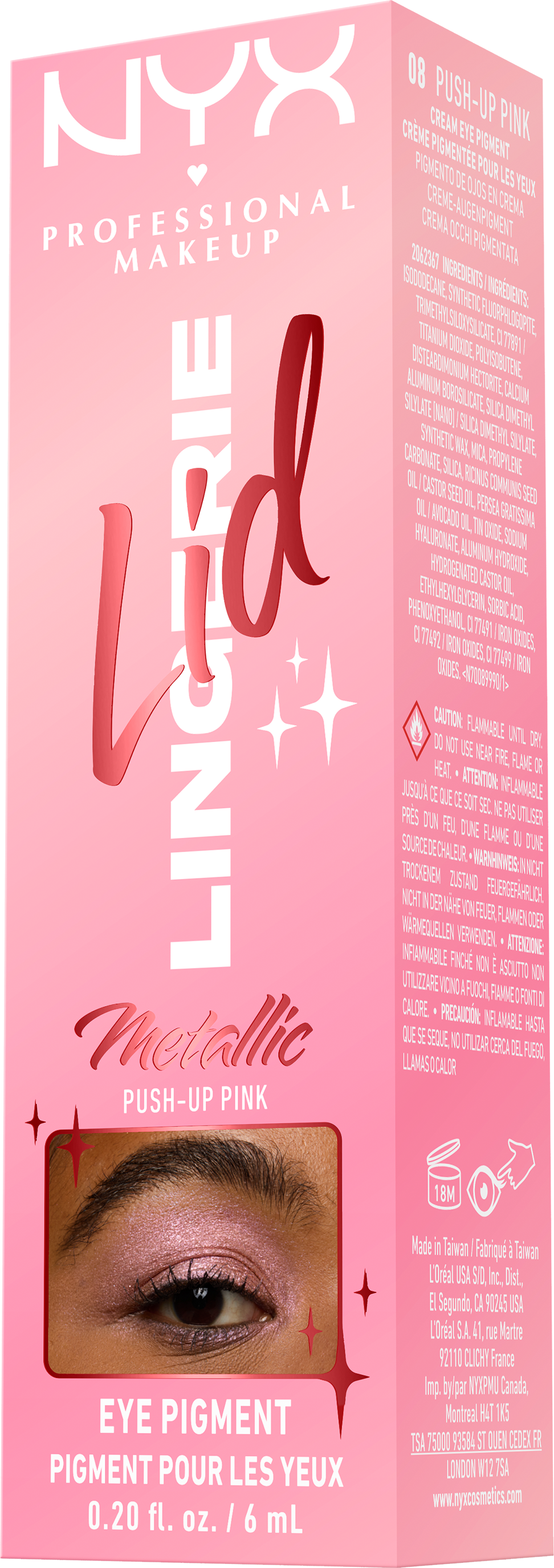 NYX Professional Makeup Tekuté oční stíny Lid Lingerie - 08 Push-Up Pink 6 ml