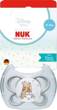 Nuk Dudlík Perfect Match AIR DISNEY Medvídek Pú GREY 0-6m