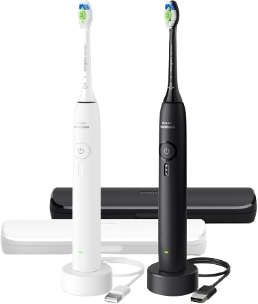 Philips Sonicare Sonické zubní kartáčky 3100, Black and White, HX4072/73 2 ks