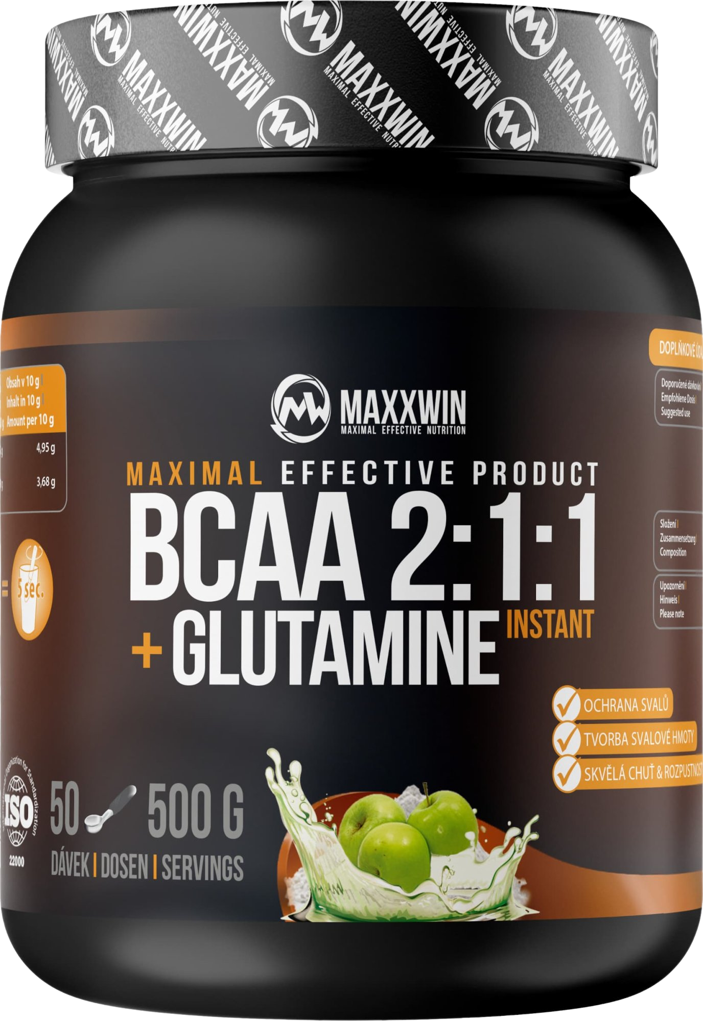 Maxxwin BCAA + Glutamine zelené jablko 500 g