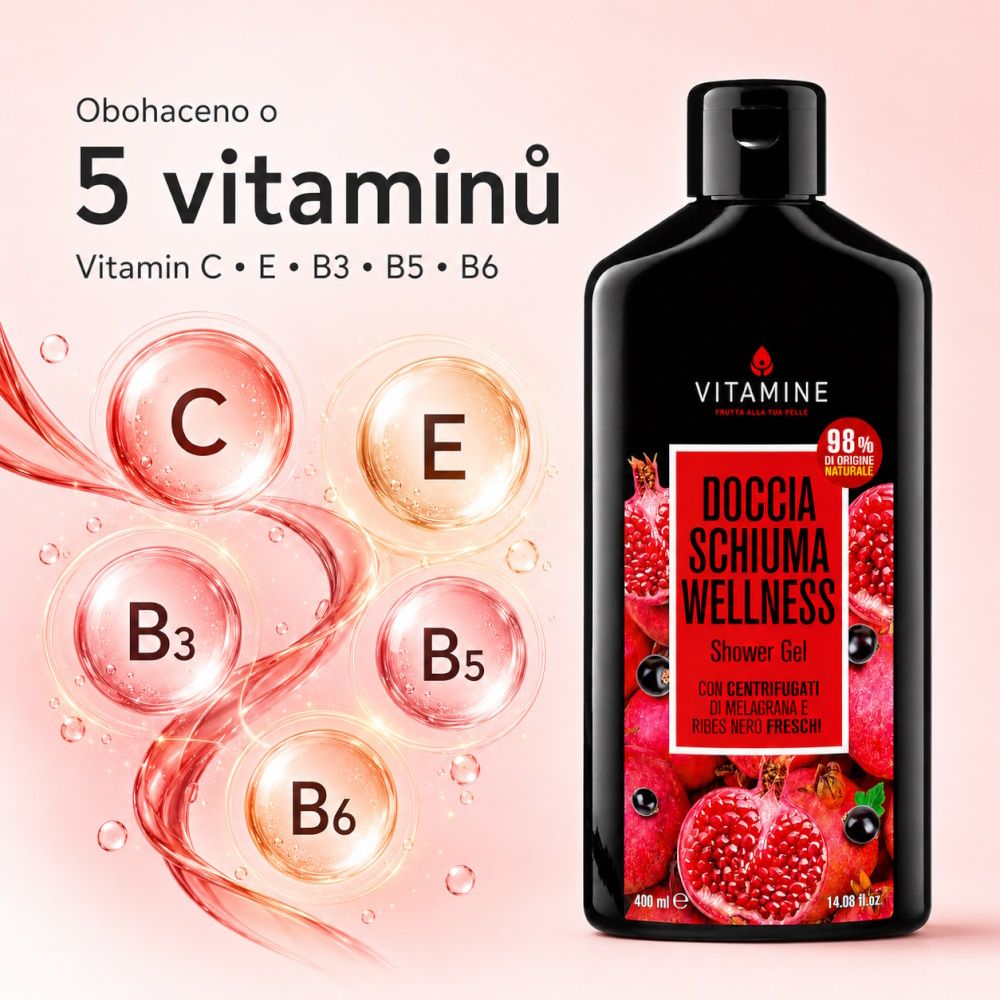 Erboristica Vitamine Wellness sprchový gel granátové jablko a černý rybíz 400 ml