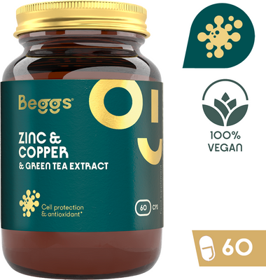Beggs Zinc + Copper + Green tea extract 60 kapslí