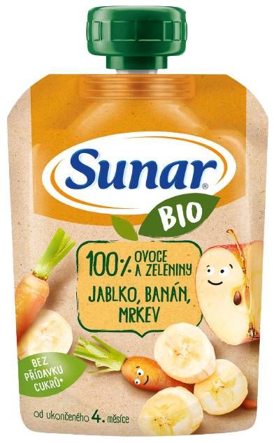 Sunar BIO püré alma, banán, répa 100 g