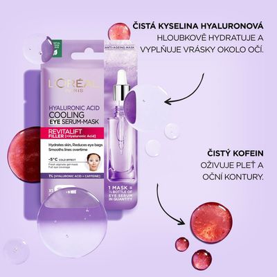 L'Oréal Paris Revitalift Filler Textilní oční maska s chladivým efektem 13 g