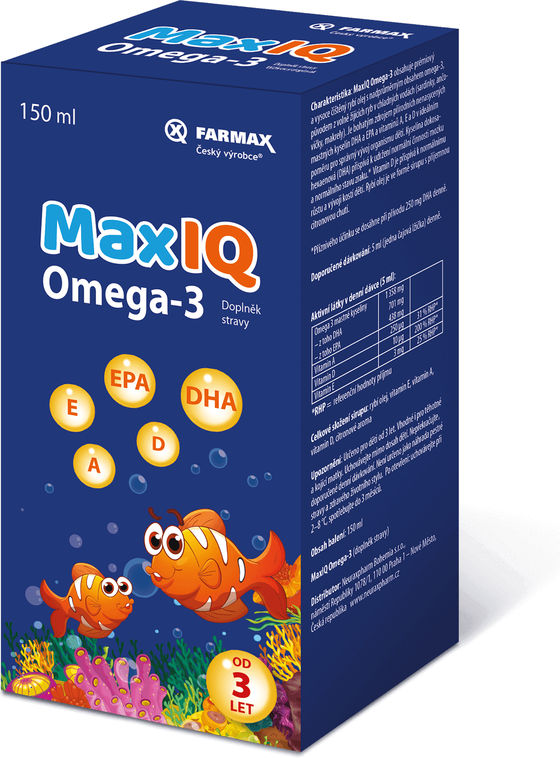 MaxiCor MaxIQ Omega-3 sirup pro děti 150 ml