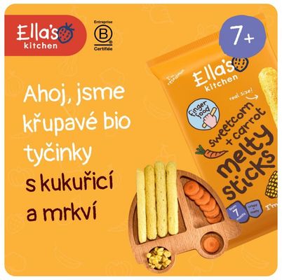 Ella's Kitchen BIO křupavé tyčky s kukuřicí a mrkví 16 g