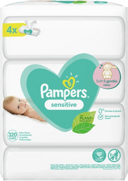 Pampers Sensitive XXL Vlhčené ubrousky 4 x 80 ks