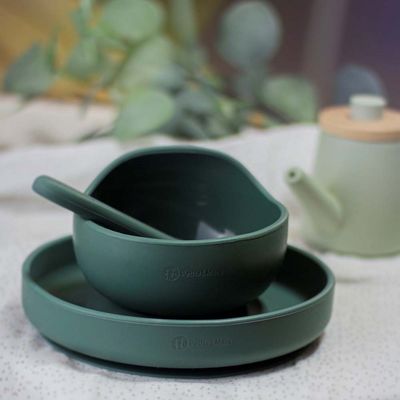 Petite&Mars Miska silikonová s přísavkou TAKE&MATCH Misty Green 6m+ 350 ml