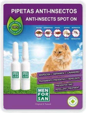 Menforsan Antiparazitní pipety proti blechám a klíšťatům pro kočky 2 x 1.5 ml